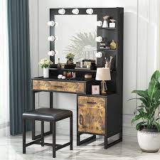 makeup vanity table set with lighted