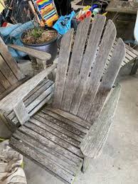 weathered teak adirondack chair
