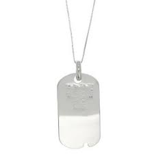 Sterling Silver Personalize Engravable Military Style Dog Tag With Tooth Notch Necklace