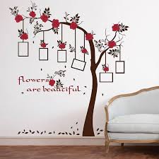 red flower frame tree wall stickers