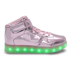 Family Smiles Led Light Up Sneakers Kids High Top Usb Charging Boys Girls Unisex Lace Up Shoes Pink Shiny Walmart Com Walmart Com