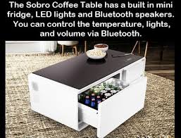 Great savings & free delivery / collection on many items. The Sobro Coffee Table Has A Built In Mini Fridge Led Lights And Bluetooth Speakers You Can Control The Temperature Lights And Volume Via Bluetooth