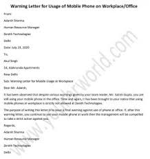 warning letter for usage of mobile