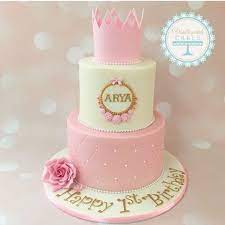 1st Birthday Cake Girl 2 Tier gambar png