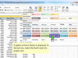 Applying Quick Styles In Microsoft Excel 2010