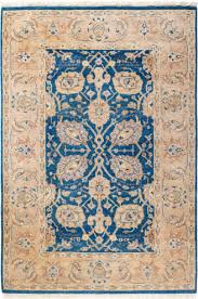 eclectic one of a kind hand knotted runner rug blue 4 3 x 6 2