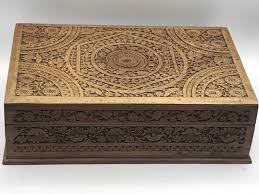 heavily carved indian jewellery box