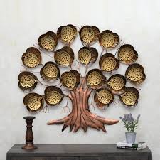 Golden Tree Heart Metal Wall Art For