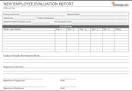 New Employee Evaluation Report Format