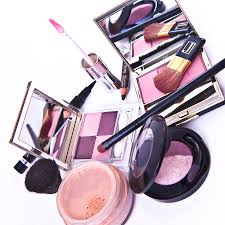 makeup collection on white background