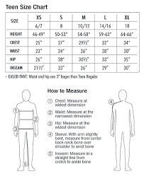 Symbolic Size Chart For Teens 2019