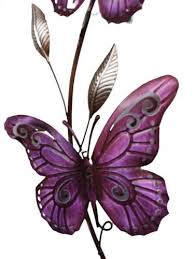 Metal Wall Art Purple Erfly Ribbon