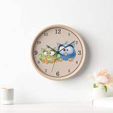 Funny Colorful Owls Wall Clock Zazzle