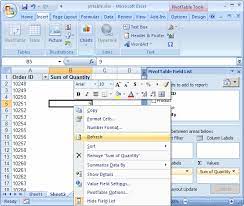 ms excel 2007 how to refresh a pivot table