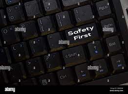 Safety First isolated on laptop keyboard background Stock Photo - Alamy