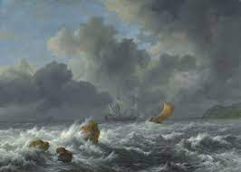 Jacob van Ruisdael - Sailing Vessels in a Stormy Sea