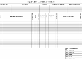 Heavy Equipment Maintenance Schedule Template Printable