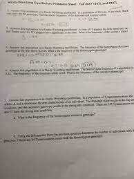 The population does not need to be in equilibrium. Solved Hardy Weinberg Equilibrium Problems Sheet Fall 20 Chegg Com