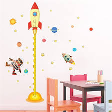 Fashion Space Rocket Kids Baby Height Growth Chart Measure Wall Sticker Room Home Decor
