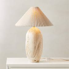 Enora White Travertine Table Lamp Cb2