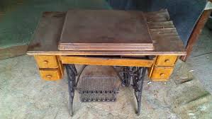 vine sewing machine side table woodbin