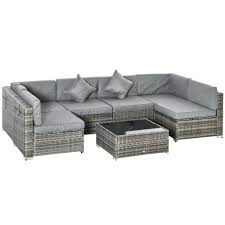 Outsunny 7 Piece Garden Wicker Rattan