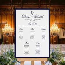 luxury wedding table plan navy blue