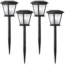 Hampton Bay 62113 Solar 15 Lumens Black Outdoor Led Unique 3d Star Pattern Path Light 4 Pack Weather Water Rust Resistant