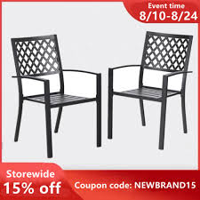 Patio Chair Set Of 2 Black Stackable