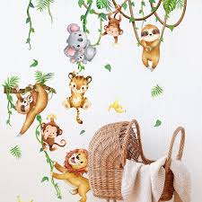 lion monkey pattern wall sticker