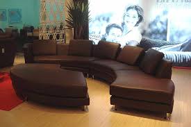 Roller Espresso Leather Sectional Round