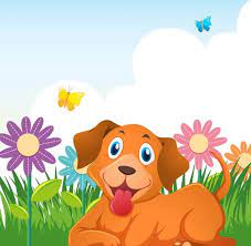 Cute Dog In Flower Garden 412938 Vector