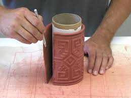 4 cut a straight line under the stamped area along the length of the texture. Textured Pottery Amaco Brent