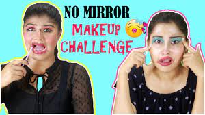 most funny no mirror makeup challenge