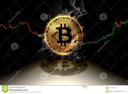 Bitcoin Currency Smoking Symbol With Financial Data Chart