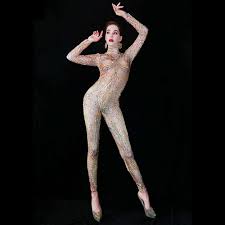 Amazon.com: SSLTK Nude Stretch Colored Rhinestone Jumpsuit Stage  Performance Dress Carnival Party Bar Concert Dj SingerDancer Costume-Skin  Color_S, Small : Clothing, Shoes & Jewelry