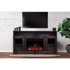 Cambridge Cam6022 1mahlg3 Savona Electric Fireplace Heater With 59 In Mahogany Tv Stand Enhanced Log Display Multi Color Flames
