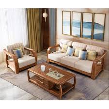 84 cm type of filling: Modern Brown Living Room Wooden Sofa Set Rs 55500 Piece Hi Elite Space Id 22191262797