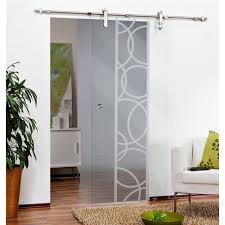 frosted sliding clear glass barn door