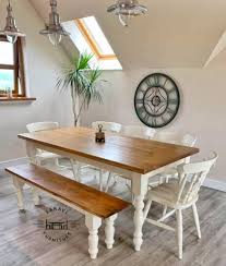 The base is made from 2×4 pine and the top will be feel free to check out the plans here if you'd like to build your own farm house table. 6ft Rustic Farmhouse Dining Table With 5 Chairs And Bench Saravi Furniture