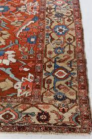 antique persian heriz rug in blue pink