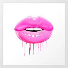 pink lips art print by vitor7costa