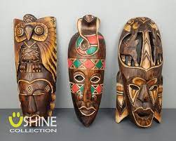 Set Of 3 African Wall Decor Wooden Mask