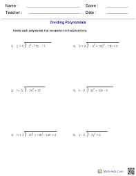 Monomials And Polynomials Worksheets