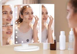 lighted makeup mirror on the