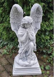 Angel Statue Praying 78cm Gray Washed