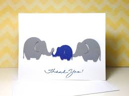 Baby Shower Thank You Card Set Grey And Navy Elephant Baby Showe