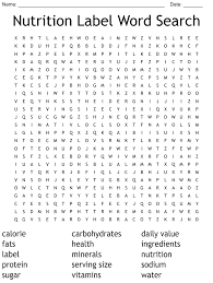 nutrition label word search wordmint