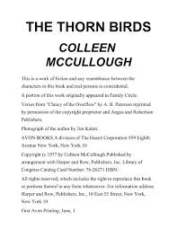 the thorn birds colleen mccullough