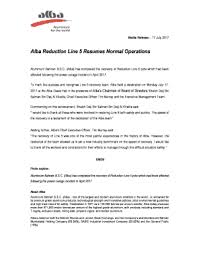 Fillable Online Alba Reduction Line 5 Resumes Normal